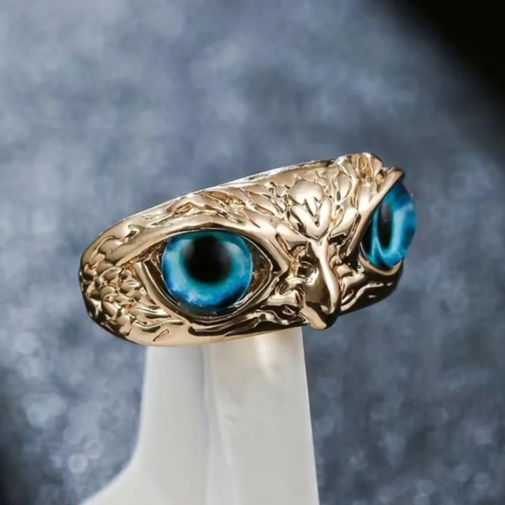 New - Men’s Copper Aluminum Plated Fashion Personality Owl Ring (One Size)